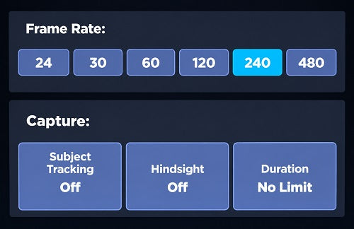 frame rates for gopro, dji, insta 360 cameras